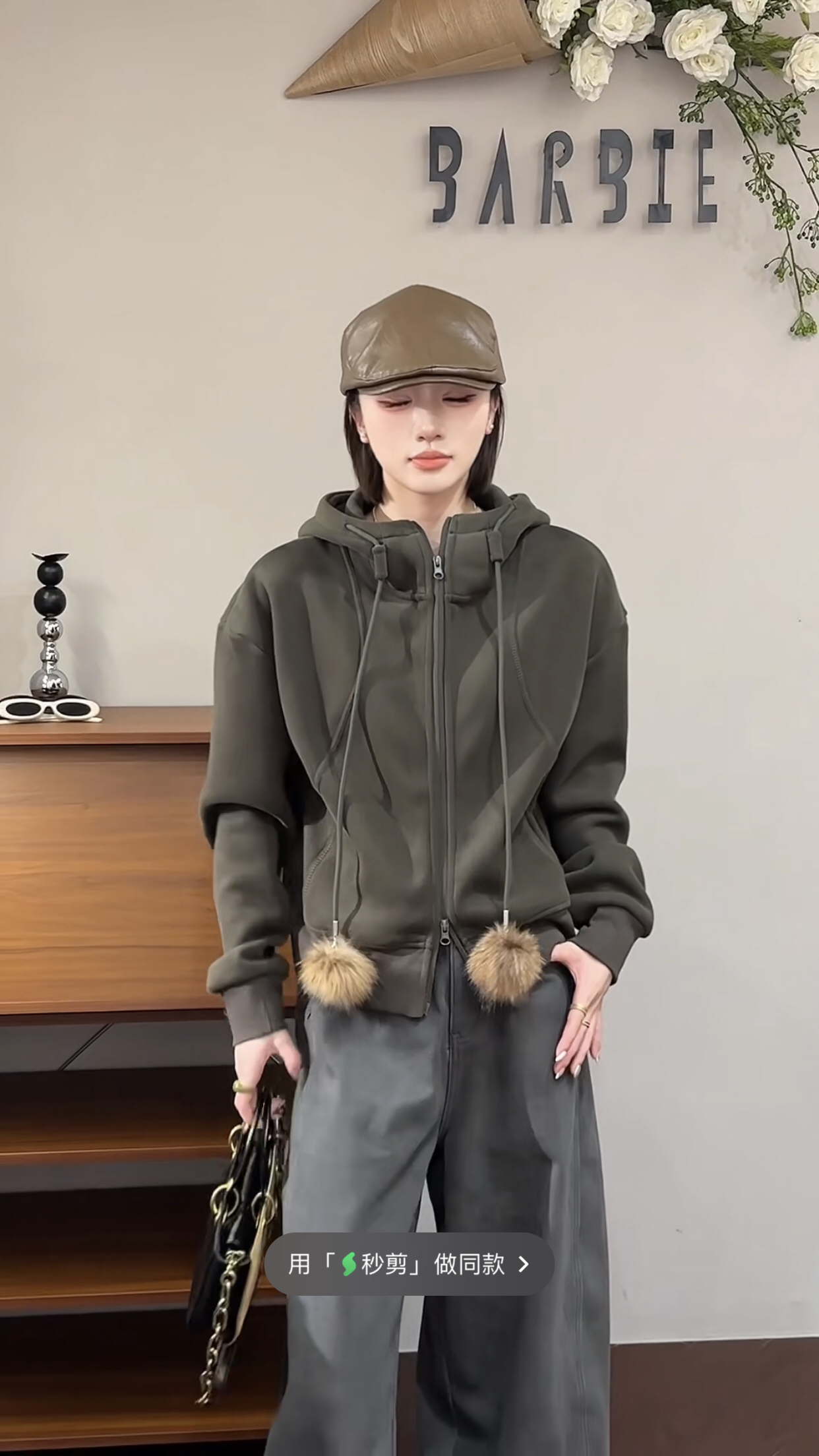 欧洲站2025冬新款时尚连帽拉链宽松显瘦百搭加绒卫衣外套女8110