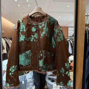 欧洲站2025冬款新中式人丝拼接羊毛两面穿复古皮草外套A2530-6675