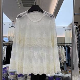 26C9255 性感透视提花圆领洋气蕾丝显瘦小衫 欧洲站2026新款 时尚