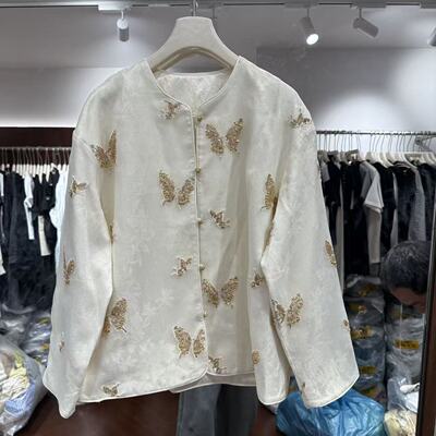 欧洲杯2026新款欧货新中式圆领重工刺绣蝴蝶轻奢感雅韵外套F6141