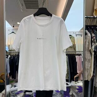 T恤7028 短袖 欧洲站2026新款 欧货舒适圆领字母印花后蕾丝拼接大版