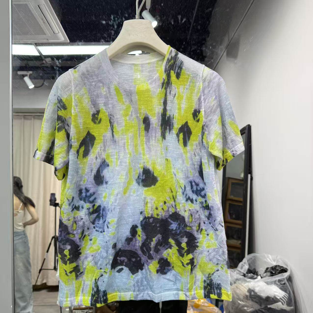 欧洲站2026夏新款欧货圆领晕染彩绘印花面膜舒适短袖T恤女