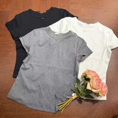 欧洲站2026新款欧货经典款亮片圆领一根线显瘦百搭短袖T恤60553