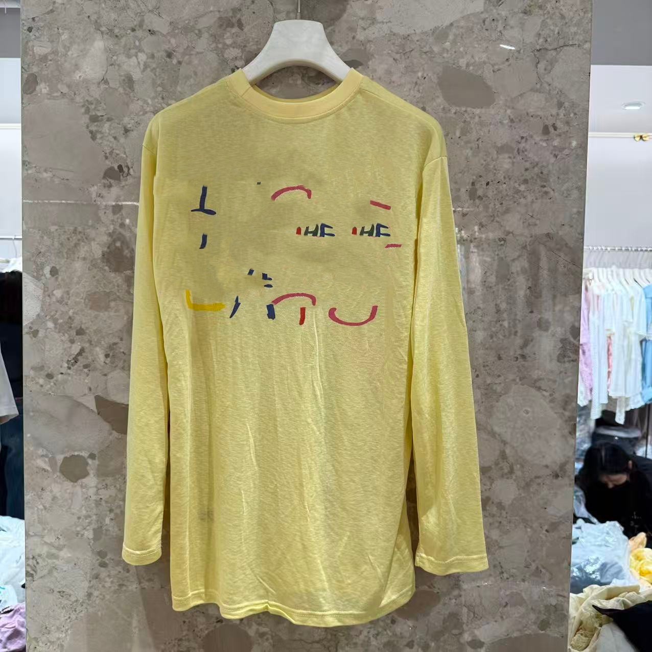 欧洲站2026新款欧货松弛感天丝面膜圆领卡通字母印花长袖T恤29058