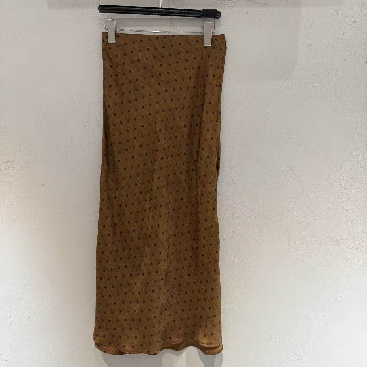 欧洲站2026夏新款欧货高腰显瘦真丝香云纱复古波点直筒半身裙508