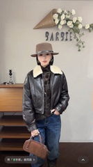 欧洲站2025冬新时尚水貂毛翻领小版拉链短款皮衣羽绒服外套99199