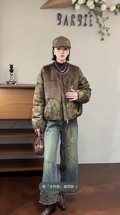 圆领水貂毛宽松显瘦短款 时尚 羽绒服外套2505 新款 欧洲站2025冬季