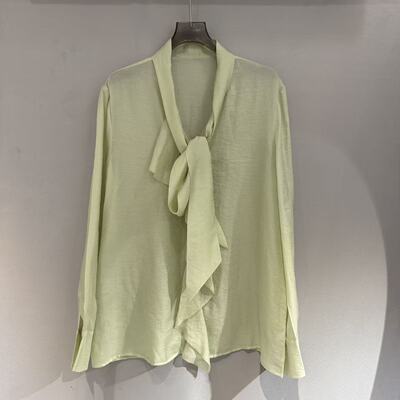 欧洲站2026新款法式温柔风荷叶边系带领通勤百搭气质长袖衬衫6181