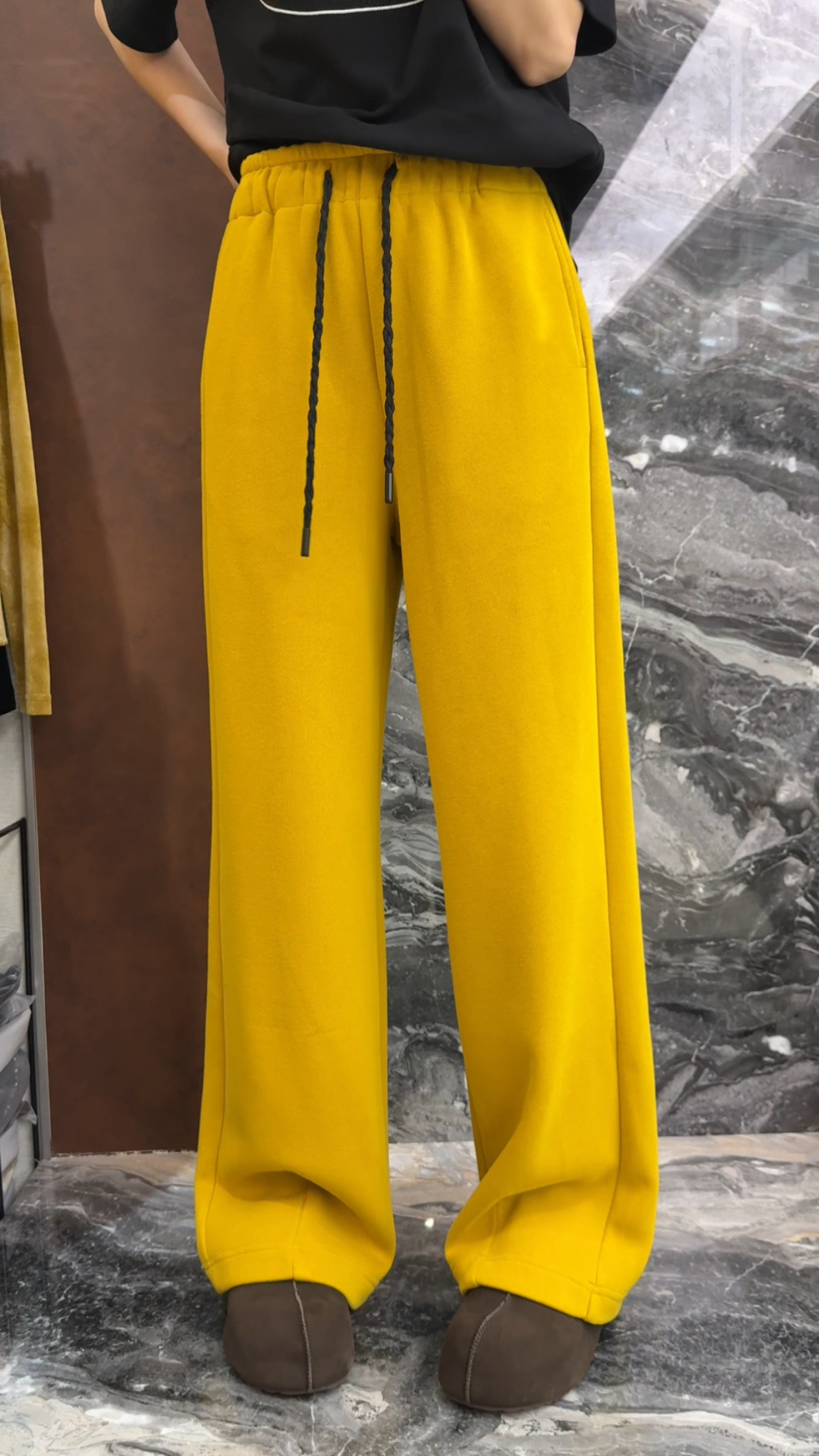 曼曼家2025冬新款时尚高腰显瘦百搭直筒裤宽松阔腿裤休闲裤女7155