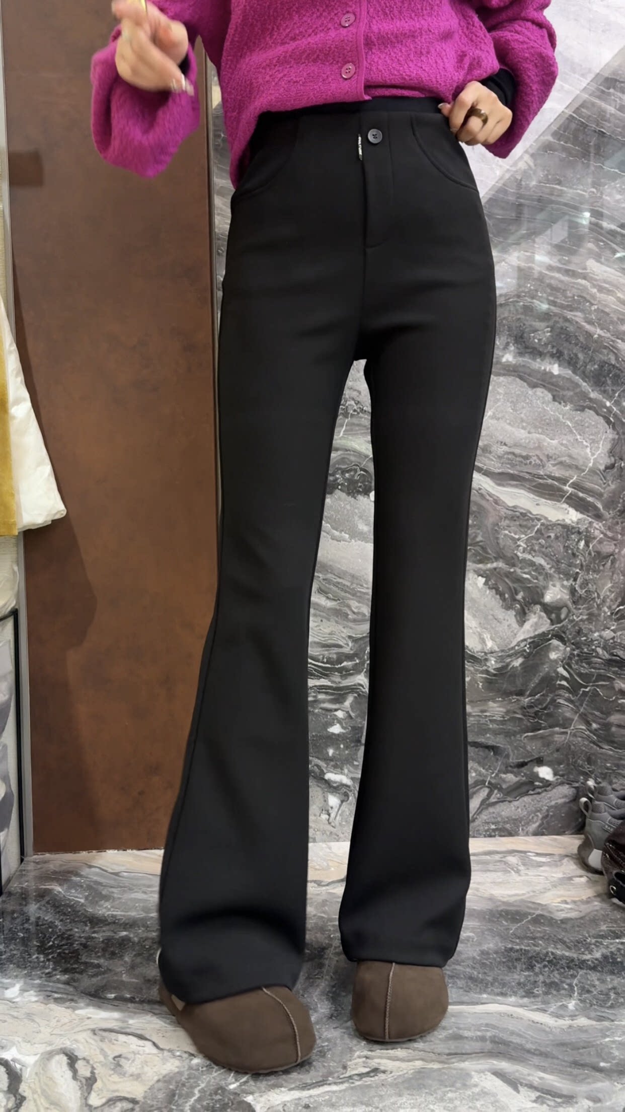 曼曼家2025新款时尚修身显瘦百搭气质微喇西装裤子女