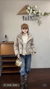 欧洲站2025冬新款时尚立领重工亮片洋气洋气短款羽绒服外套25138