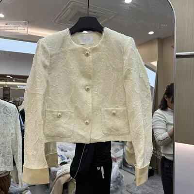 欧洲站2026春季新款欧货圆领重工提花百搭小香风外套女68055