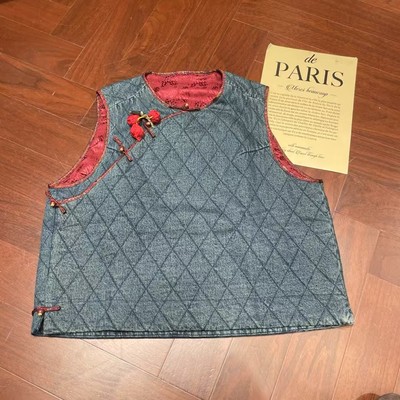 欧洲站2025秋冬款圆领洋气菱形格减龄提花无袖马甲背心21521