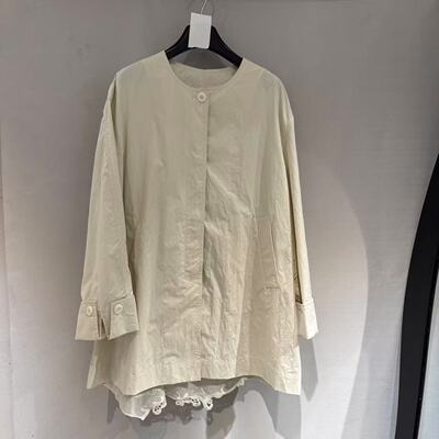 欧洲站2026春新款欧货圆领后背拼蕾丝设计感洋气风衣外套女617014