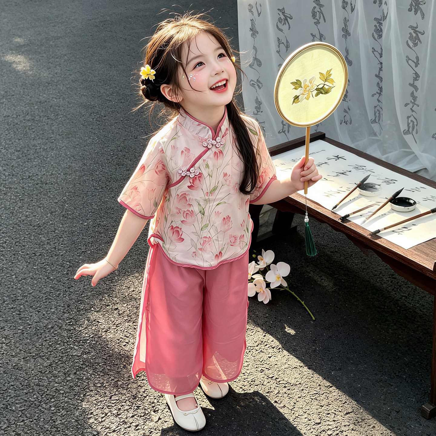 女童汉服套装夏装中式国风两件套图片