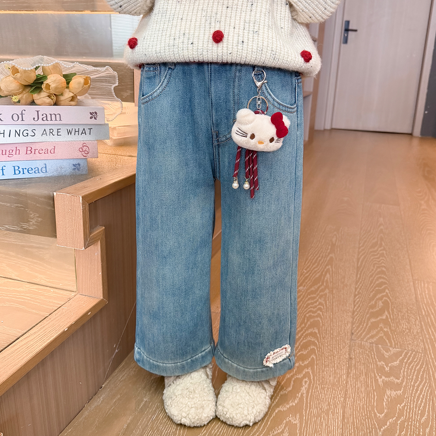 超好看女童加绒牛仔裤秋冬一体绒