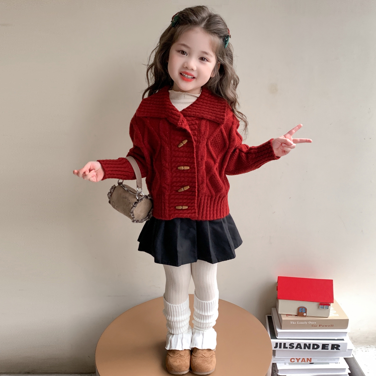 女童毛衣冬季加厚开衫针织衫上衣