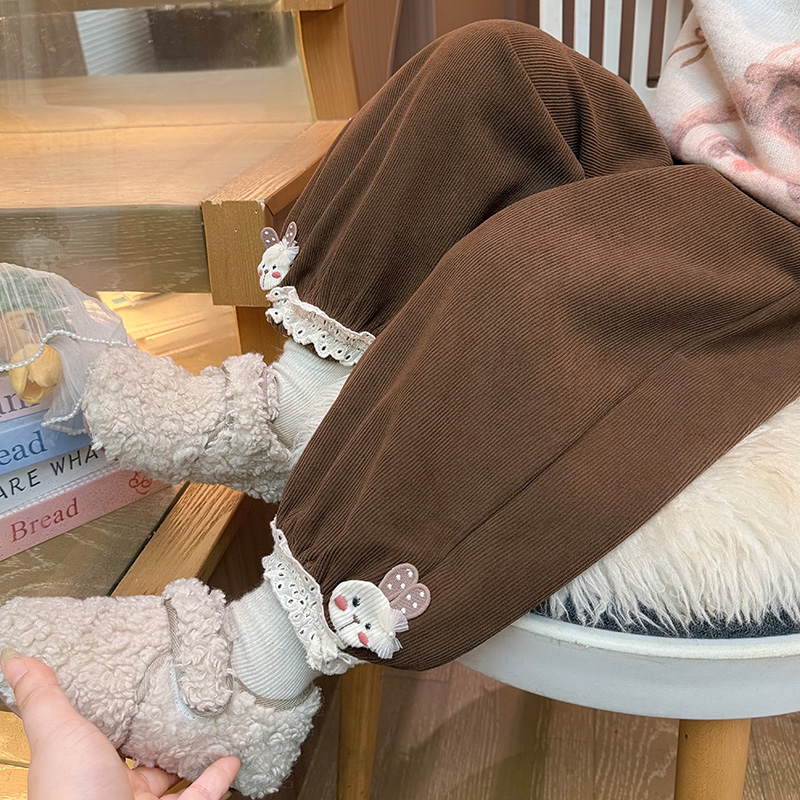 超好看女童加绒裤子秋冬季灯笼裤