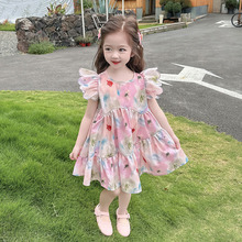 网红女童夏装连衣裙2024新款韩版儿童装公主裙夏季女宝宝洋气裙子