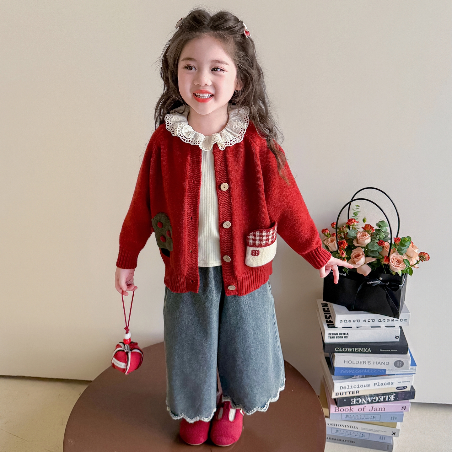 超好看女童毛衣开衫秋冬针织外套