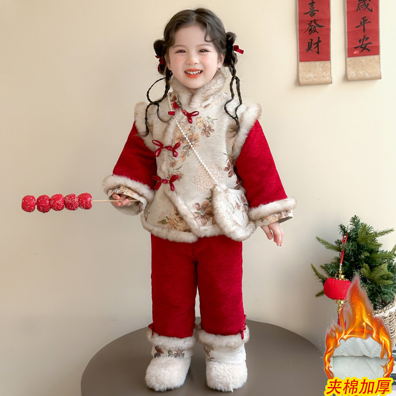 女童拜年服冬装唐装中式国风套装女宝宝夹棉加厚儿童过年喜庆衣服,童装/婴儿装/亲子装,唐装,淘宝优惠券,粉丝福利购,淘宝优惠卷