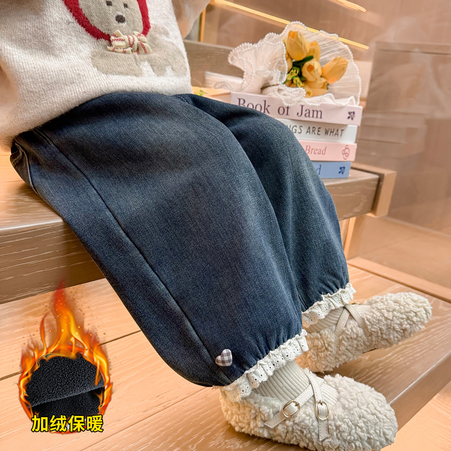 超好看女童加绒裤子2025新款冬装