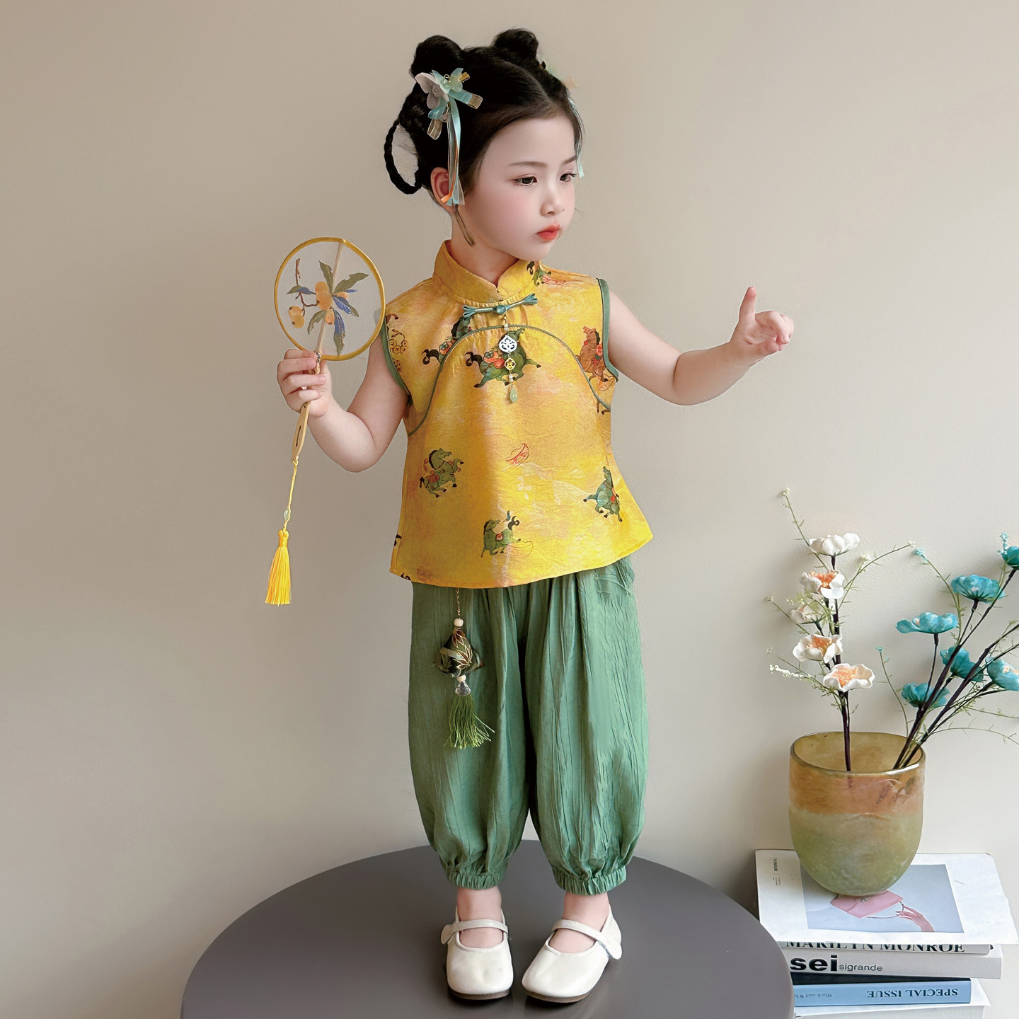 女童国风套装夏季唐装汉服两件套图片