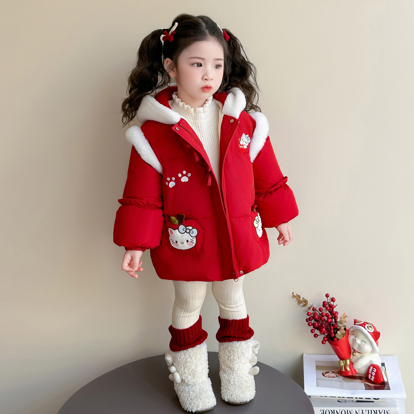 女童超好看加绒羽绒棉服外套冬装儿童加厚棉衣宝宝红色拜年服棉袄,童装/婴儿装/亲子装,棉袄/棉服,淘宝优惠券,粉丝福利购,淘宝优惠卷