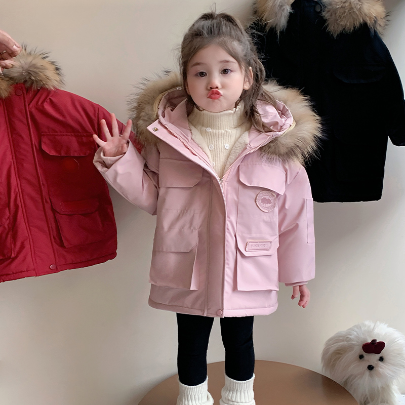 女童棉服冬季加绒加棉保暖中长款