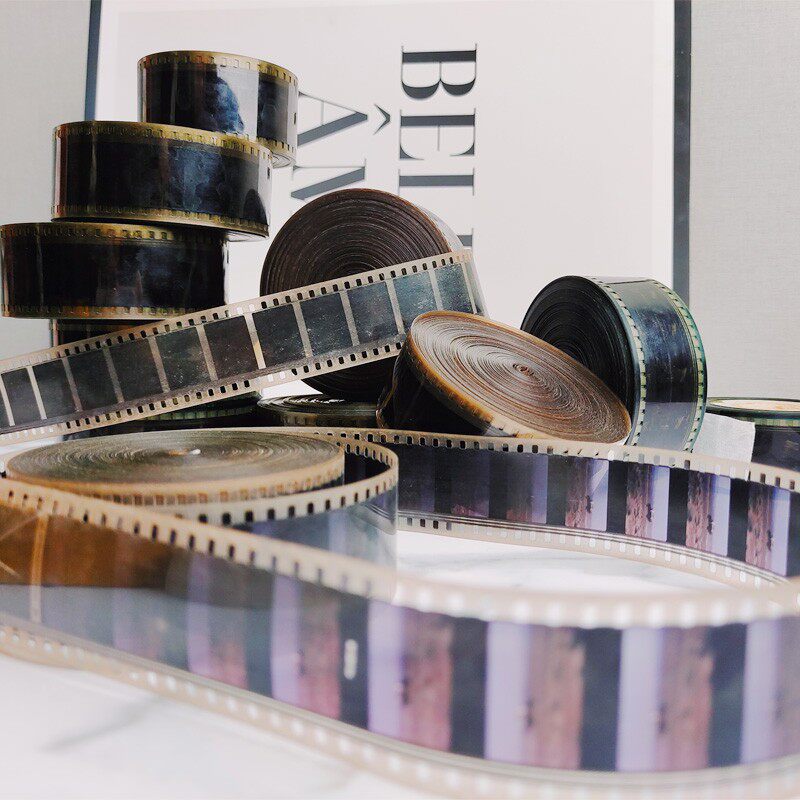 老式35mm毫米电影影视胶片原色彩色发红胶卷怀旧装饰道具摆件珍藏