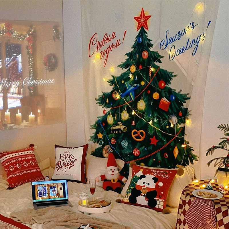 圣诞节日挂布装饰背景布