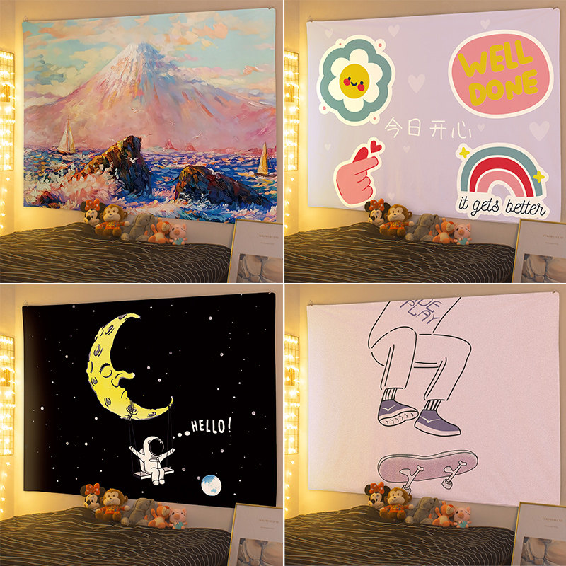 北欧风网红挂布ins背景布卧室简约房间装饰布置床头背景墙挂毯