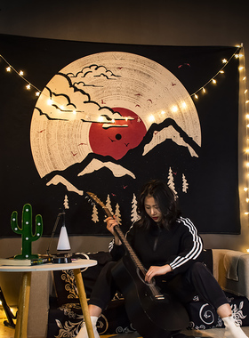 黑色背景布ins挂布网红抖音直播间装饰墙布卧室宿舍床头布置挂毯