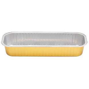 烘焙高档铝箔盒长方形蛋糕盒带盖芝士烤榴莲布丁模具锡纸杯335ML