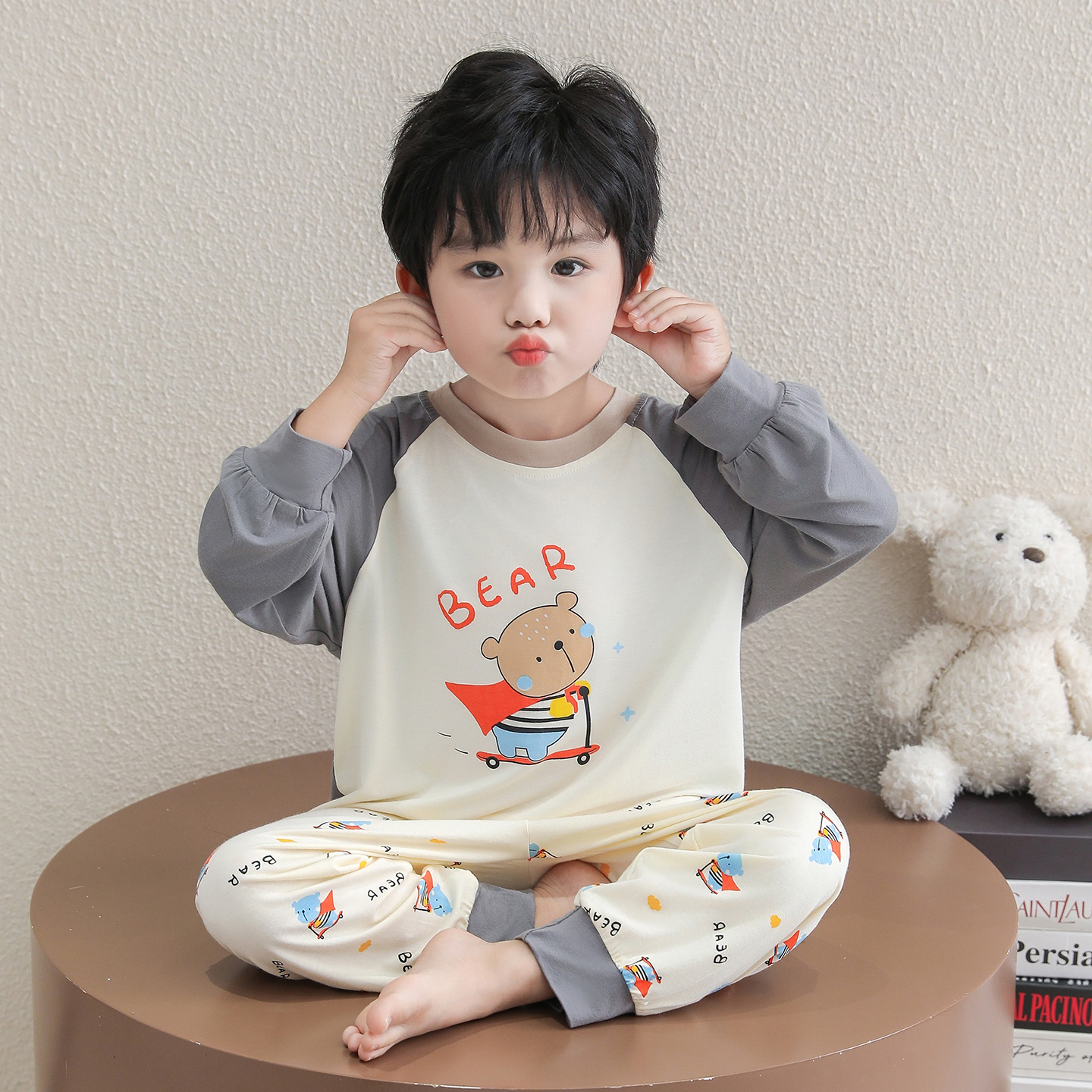 男童睡衣莫代尔长袖薄款2025新款儿童卡通家居服套装男孩空调服夏