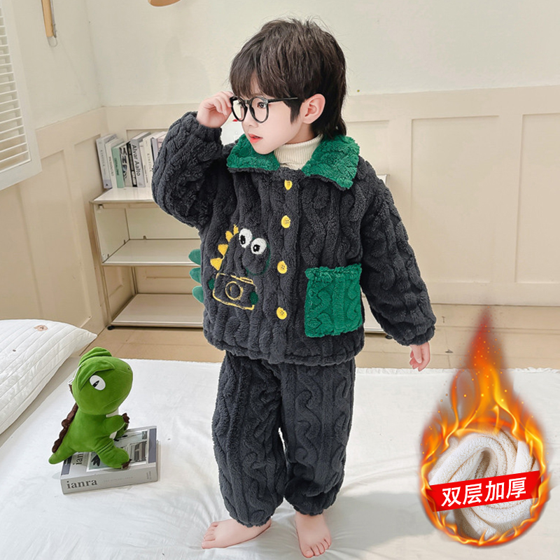 朵贝熊珊瑚绒休闲居家秋冬睡衣