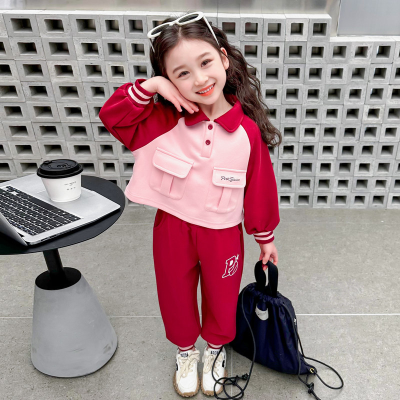 女童春装运动套装2025新款儿童洋气工装裤两件套宝宝网红衣服春秋