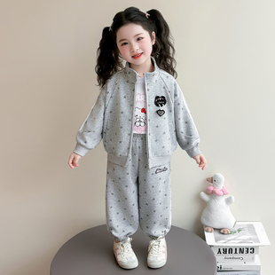 女童春装运动套装小女孩洋气卡通卫衣两件套巨好看女宝宝时髦衣服
