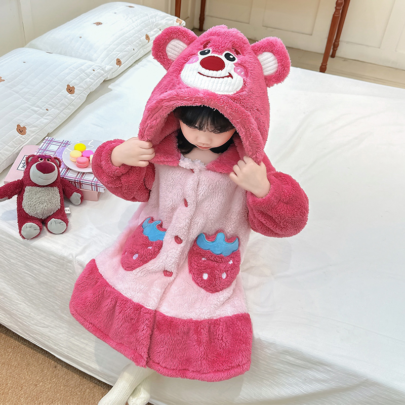 朵贝熊女童可爱熊睡袍