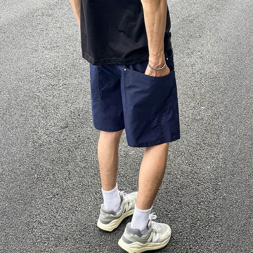 潮牌美式弯刀短裤男女夏季户外凉感运动速干短裤宽松速干直筒中裤
