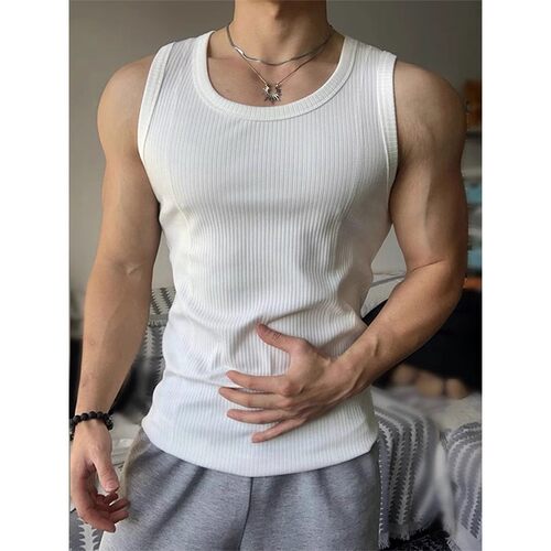 美式粗螺纹速干显肌肉男健身背心