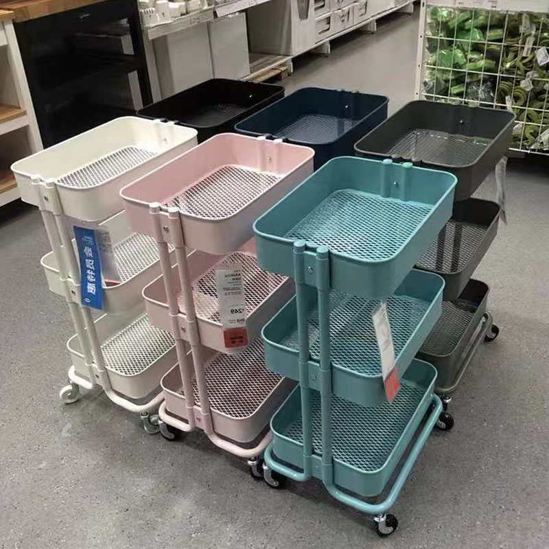 拉斯克碳钢小推车置物架厨房储物架客厅大容量零食收纳架宜家代购