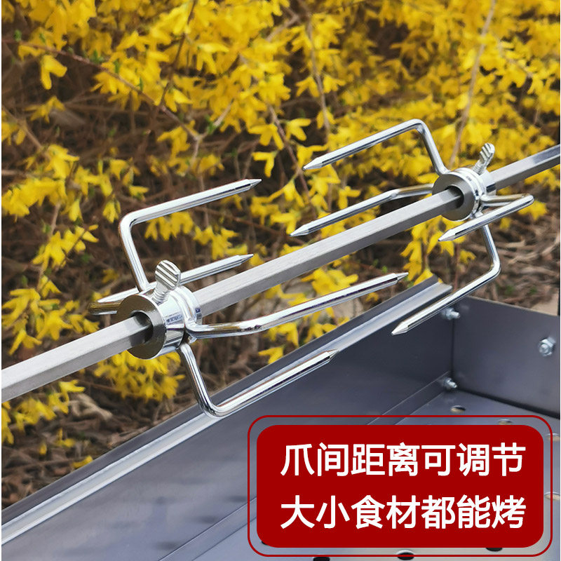 新品烧烤炉家用全l自动烤羊腿架子电动旋转木炭户外烤串工具野外