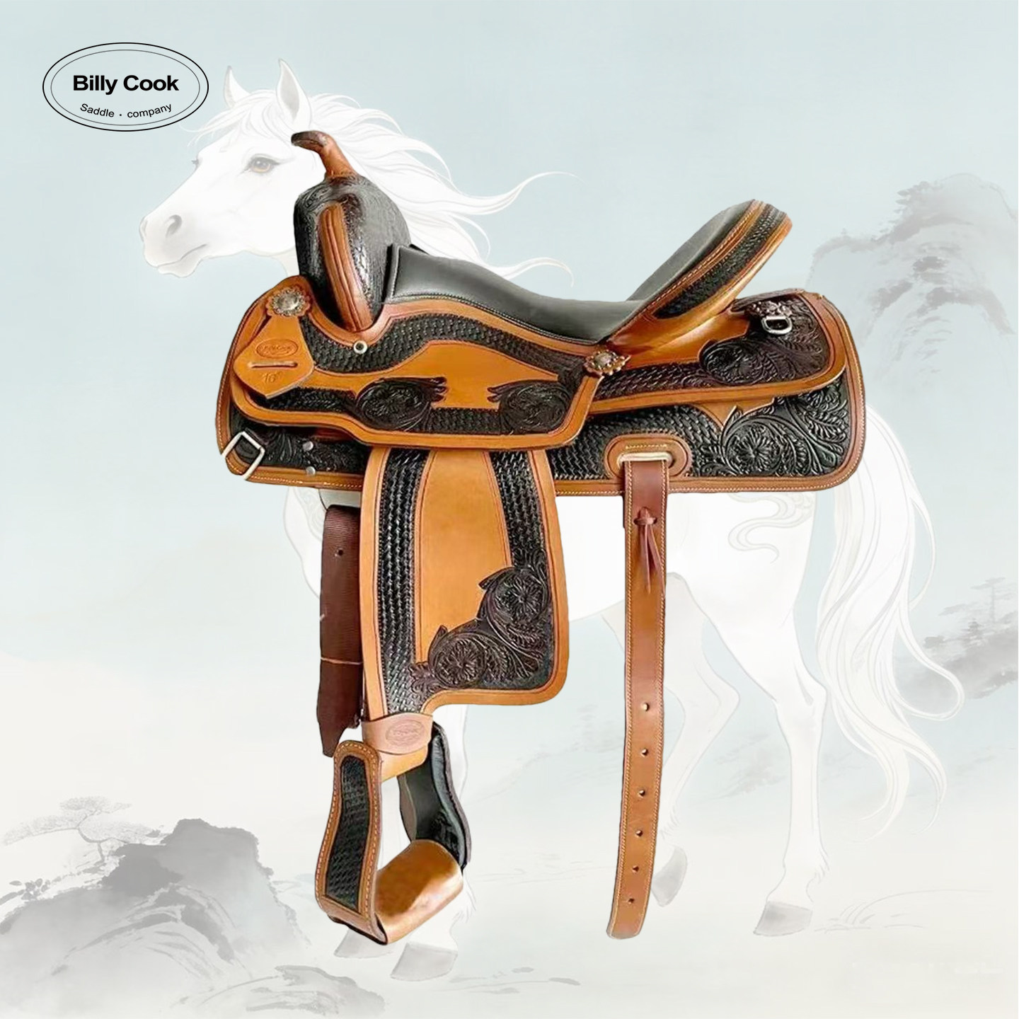 马鞍西部马鞍马术用品牛皮雕花骑马装备套装教学鞍综合鞍骑乘鞍