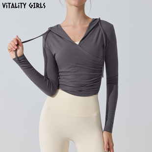 Vitality Girls连帽长袖运动上衣女速干薄款修身显瘦健身瑜伽罩衫