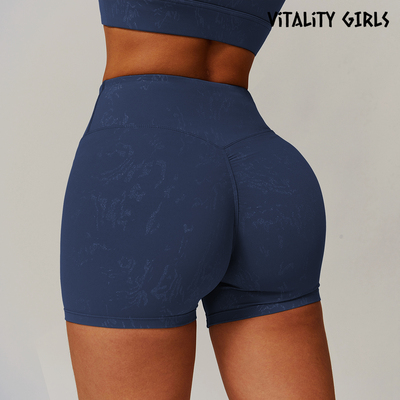 Vitality Girls速干印花紧身瑜伽短裤弹力带提臀健身运动三分裤女