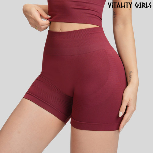 Vitality Girls瑜伽短裤高腰提臀无缝针织紧身运动女健身服三分裤