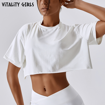 Vitality Girl舞蹈运动露腰短袖女百搭健身短款T恤宽松健身服上衣