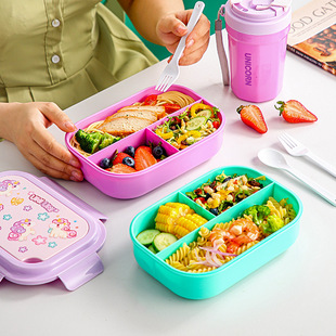饭盒上班族家用学生便携密封便当盒餐具勺子筷子保鲜盒食品级套装
