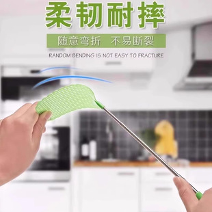塑料拍加长铁杆加厚手动家用打蚊子拍不烂灭蝇 伸缩苍蝇拍新款